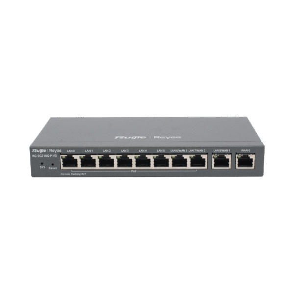 Gateway PoE para 200 usuarios, 10 puertos, 600Mbps, hasta 2 servicios WAN, portal cautivo, bloqueo de aplicaciones, tuneles virtuales