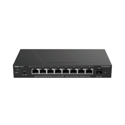 RGES209MGP-l Switch Administrable Capa 2 con PoE+ Multi-Gigabit, 8 puertos 2.5Gb y 1 SFP+ 10G, hasta 130w estándar 802.3af/at