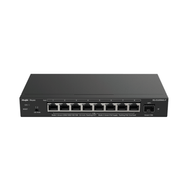 Switch Administrable Capa 2 con PoE+ Multi-Gigabit, 8 puertos 2.5Gb y 1 SFP+ 10G, hasta 130w estándar 802.3af/at