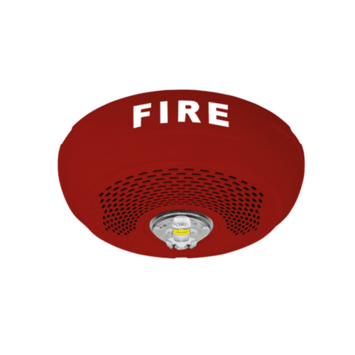 SPSCRLED-l Bocina con Lámpara LED Estroboscópica / 4 Hilos / Montaje en Techo / 15 Hasta 117 Candelas / 1/4, 1/2, 1 y 2 W / Tamper Integrado / Texto en Inglés / Color Rojo