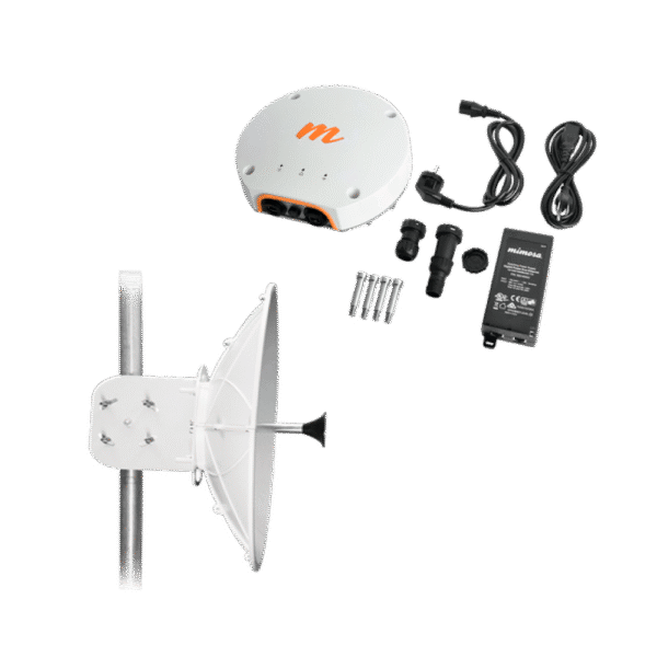 Radio Backhaul PTP de alto rendimiento, MIMO 4x4:4ac, IP67, 10.0–11.7 GHz, hasta 1.5 Gbps, conectorizado con antena de 34 dBi y alcance de hasta 40 km.