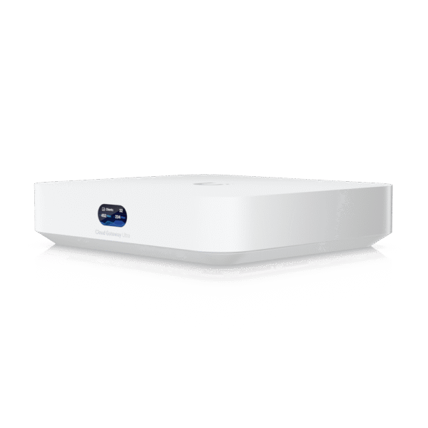 UniFi Cloud Gateway, Router multiWAN para balanceo/failover / Integra UniFi Network para administrar hasta 30 dispositivos UniFi, (1) puerto WAN 1/2.5 GbE y (4) puertos LAN GbE