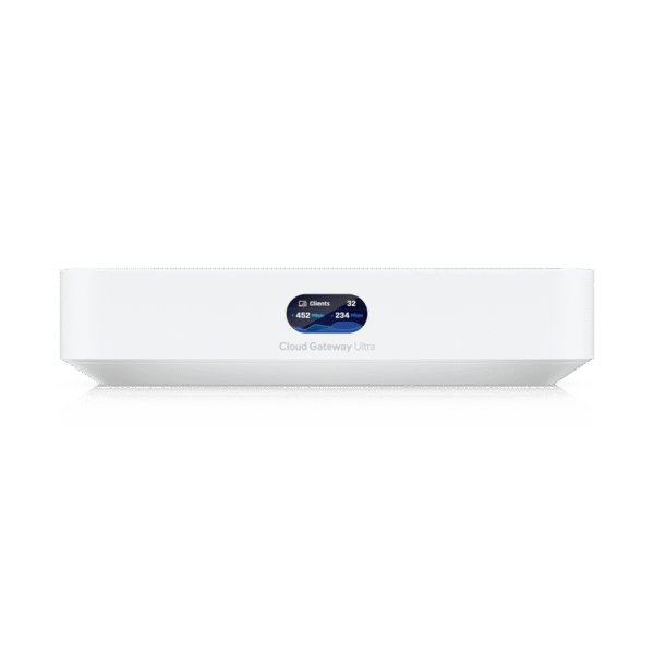 UniFi Cloud Gateway, Router multiWAN para balanceo/failover / Integra UniFi Network para administrar hasta 30 dispositivos UniFi, (1) puerto WAN 1/2.5 GbE y (4) puertos LAN GbE