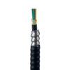 Cable 12 fibras, OM4, p/int. y ext., blindado, cám. impelente, 900um, reforzadas