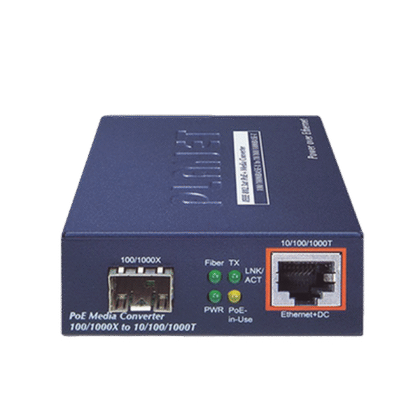 Convertidor de Medios IEEE802.3 AF/AT PoE 10/100/1000BASE T TO MINIGBIC SFP