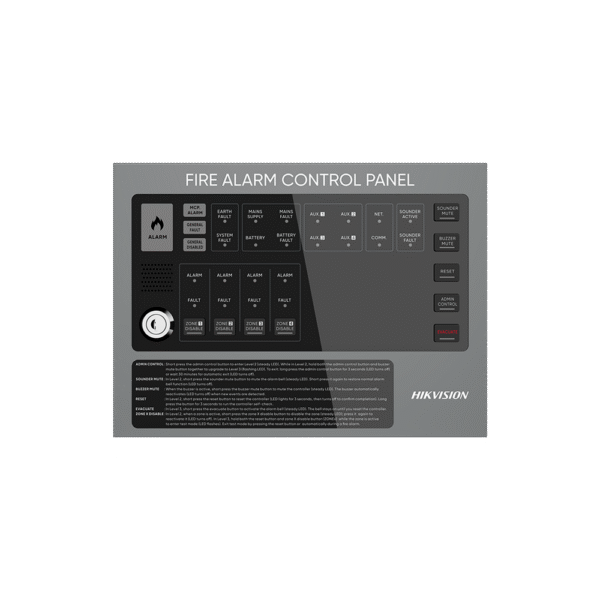 Panel de Control de Alarma contra Incendios Convencional / 4 Zonas / 32 Dispositivos por Zona / Comunicación RS485 / Ethernet / 85 dB Buzzer / Metal / Incluye 2 Baterías de 12V 2.2AH