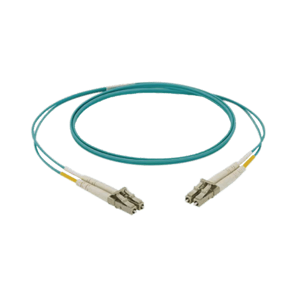 Jumper de Fibra Óptica Multimodo 50/125 OM3, LC-LC Duplex, OFNR, Color Aqua, 2 Metros