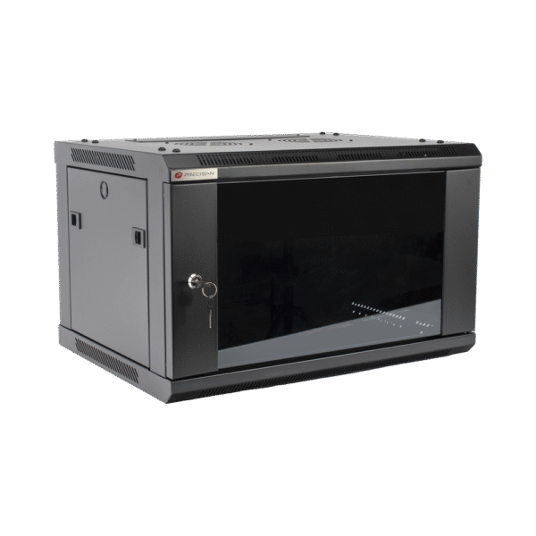Gabinete PRECISION, Con Puerta de Cristal Templado, de 19in, 6UR, 450mm de Profundidad, Color Negro