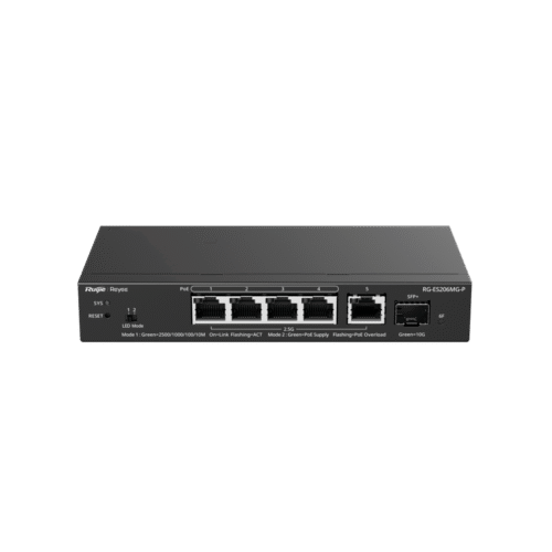 RGES206MGP-l Switch Administrable Capa2 PoE+ con 5 puertos Multi-Gigabit 2.5Gb, hasta 70w PoE 802.3af/at