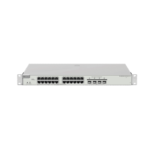 RGNBS520024GT4XSPV2-l Switch Administrable Capa 3 con 24 puertos Gigabit PoE 802.3af/at + 4 SFP+ para fibra 10Gb, gestión gratuita desde la nube, 370w