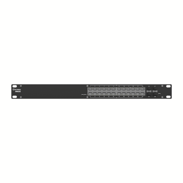 SWM282-FRENTE-l Switch Industrial Gestionado L2+, 24 Puertos Gigabit PoE+, 4 Puertos SFP, 300W PoE Budget, Rack 19", IP30, TSWOS