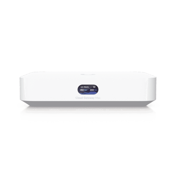 UniFi Cloud Gateway, Router multiWAN para balanceo/failover / Integra UniFi Network para administrar hasta 30 dispositivos UniFi, (1) puerto WAN 1/2.5 GbE y (4) puertos LAN GbE