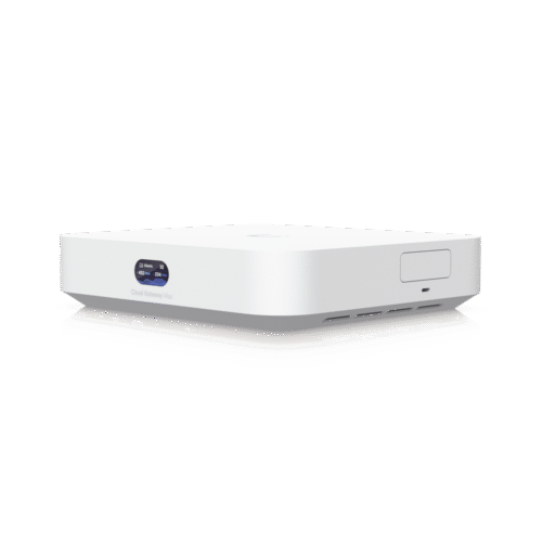 UCGMAX-l UniFi Cloud Gateway, Router multiWAN para balanceo/failover / Integra UniFi Network para administrar hasta 30 dispositivos UniFi, (1) puerto WAN 1/2.5 GbE y (4) puertos LAN GbE