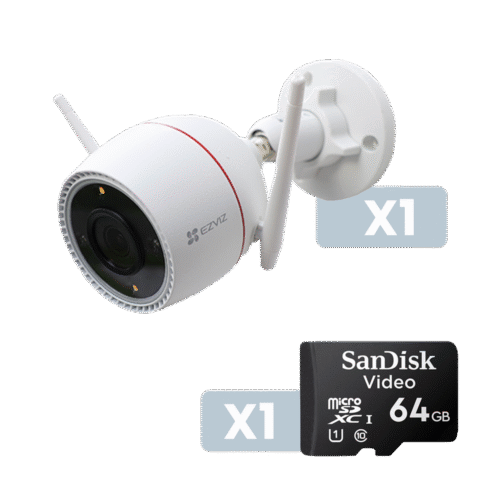 CSH3C4MPKIT-l Kit Bala WiFi + Memoria / 4 Megapixel / Detección Humana / Micrófono Integrado / Incluye Micro SD 64GB SANDISK VIDEO / Excelente Visión Nocturna / Exterior