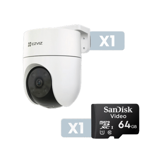 CSH8C4MPKIT-l Cámara IP PT Exterior 4 Megapíxel + Micro SD SANDISK / Wi-Fi / Seguimiento Inteligente / Deteccion Inteligente de Humanos y Vehiculos / Audio de Dos Vías / Notificación Push / Incluye Memoria Sandisk 64 GB / Color Night Visi&am