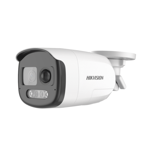 DS2CE12DF3TPIRXOS-l Bala TURBOHD 2 Megapixel (1080p) / Imagen a Color 24/7 / Lente 2.8 mm / Luz Blanca 40 mts / Exterior IP67 / WDR 130 dB / Sensor PIR / Sirena y Salida de Audio Integrada / Estrobo ROJO - AZUL / Micrófono Integrado