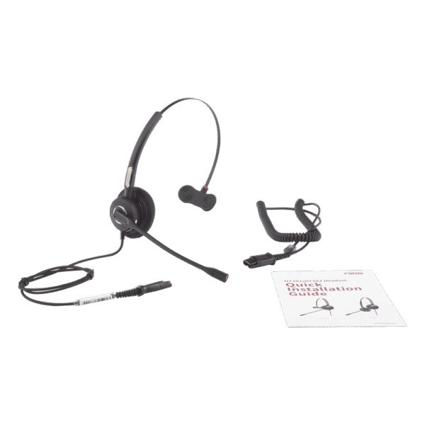 HT201-AD-4-l Diadema monoaural con tecnología antishock para teléfonos IP FANVIL y Polycom con micrófono de cancelación de ruido, larga durabilidad