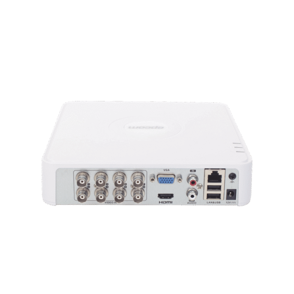 (COMPATIBLE HIK-CONNECT) DVR 8 Canales 2 Megapixel (1080p) Lite / 8 Canales TURBOHD + 2 Canales IP / 1 Bahía de Disco Duro / H.265+ / Salida de vídeo Full HD