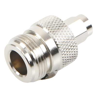 Adaptador en Linea de Conector SMA Macho a N Hembra, Niquel/ Oro/ Teflón.