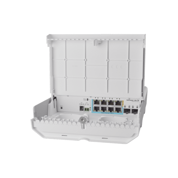 (CSS610-1Gi-7R-2S+OUT) netPower Lite 7R Switch Smart 7 puertos PoE Inverso Gigabit, 2 SFP+ 10G, para exterior