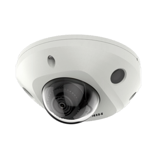 Mini Domo IP 2 Megapixel / Lente 2.8 mm / 15 mts IR EXIR /Exterior IP66 / IK08 / PoE / Entrada y salida de Audio y Alarmas / H.265+ / Videoanaliticos Integrados / Onvif / MicroSD