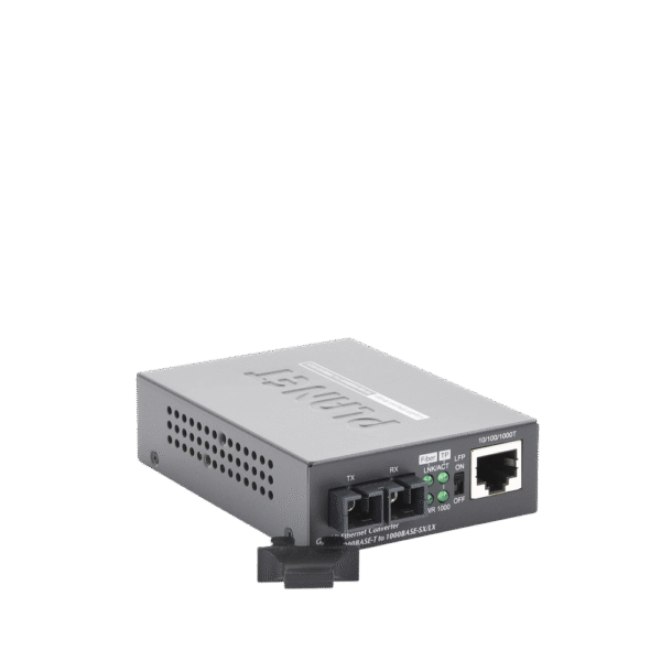 GT802S-AD-2-l Convertidor de medios 1000 Mbps UTP/fibra óptica Mono-Modo hasta 20 Km, conector SC