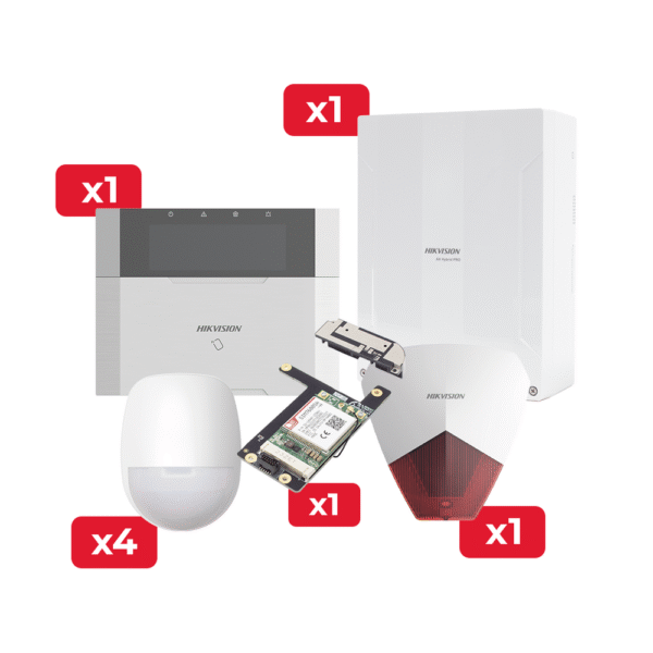 KIT64LPTPS4G-l Kit de Alarma Ax Hybrid Pro de 64 Zonas / Incluye Panel / Comunicador 3G/4G / Sirena Estrobo / Teclado Programador y 4 Detector PIR