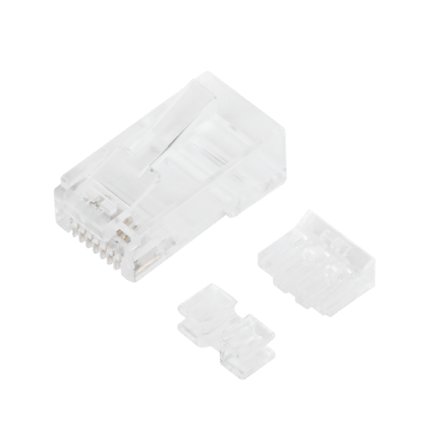 Bote con 100 Piezas de Plug Modular RJ45 Cat6A chapado de oro a 30 micras para durabilidad extrema