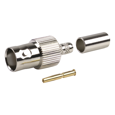 portada_0S400-27 Conector BNC Hembra de Anillo para Cables RG-8/X, LMR-240, 9258, Níquel/ Oro/ Delrin.