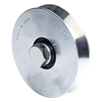 portada_0S400-38 (300V-140) - Rueda con Ranura en V de 4" / Para puertas corredizas / Hasta 600 lb (270 Kg) / 1 Rodamiento / 1" de Ancho / Galvanizado