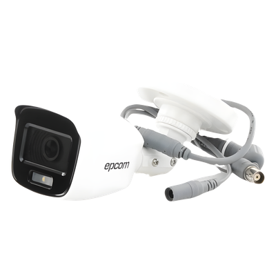 Bala TURBOHD 2 Megapíxel (1080p) / Microfono Integrado / Imagen a color 24/7 / Lente 2.8 mm / Policarbonato / Luz Blanca 20 mts / Exterior IP66 / TVI-AHD-CVI-CVBS / dWDR